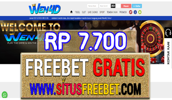WEN4D Freebet Gratis Tanpa Deposit Rp 7.700 WEN4D Freebet Gratis Tanpa Deposit Rp 7.700