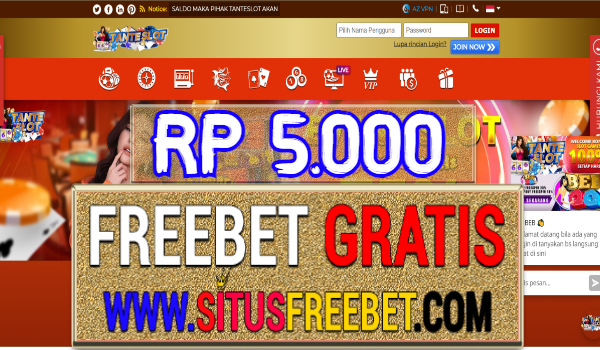 TanteSlot Freebet Gratis Tanpa Deposit Rp 5.000 TanteSlot Freebet Gratis Tanpa Deposit Rp 5.000