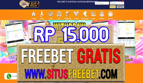 KlikVegas Freebet Gratis Tanpa Deposit Rp 15.000 KlikVegas Freebet Gratis Tanpa Deposit Rp 15.000