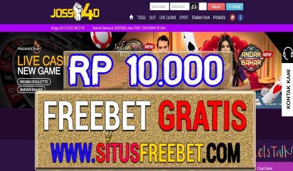 JOSS4D Freebet Gratis Tanpa Deposit Rp 20.000 JOSS4D Freebet Gratis Tanpa Deposit Rp 20.000
