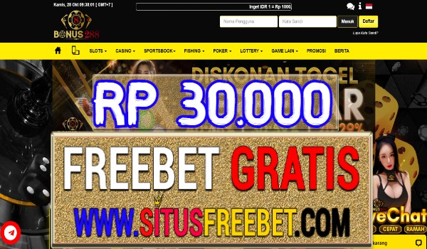 Bonus288 Freebet Gratis Tanpa Deposit Rp 30.000 Bonus288 Freebet Gratis Tanpa Deposit Rp 30.000