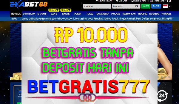 Exabet88 BetGratis Rp 10.000 Tanpa Deposit Exabet88 BetGratis Rp 10.000 Tanpa Deposit