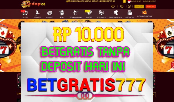 Sedap168 BetGratis Rp 10.000 Tanpa Deposit Sedap168 BetGratis Rp 10.000 Tanpa Deposit