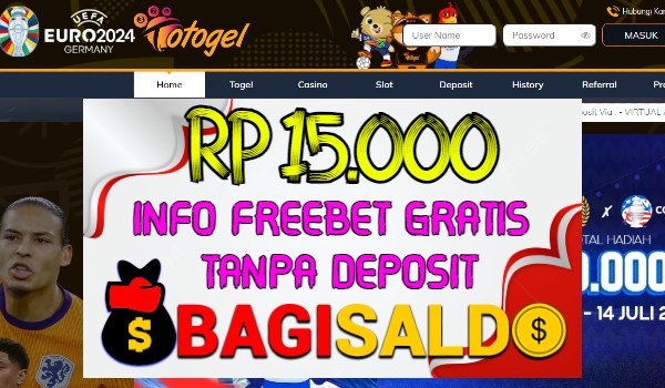 Totogel Bagi saldo Rp 15.000 Tanpa Deposit Totogel Bagi saldo Rp 15.000 Tanpa Deposit