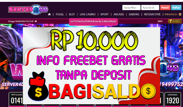 Server4d Bagi saldo Rp 10.000 Tanpa Deposit Server4d Bagi saldo Rp 10.000 Tanpa Deposit
