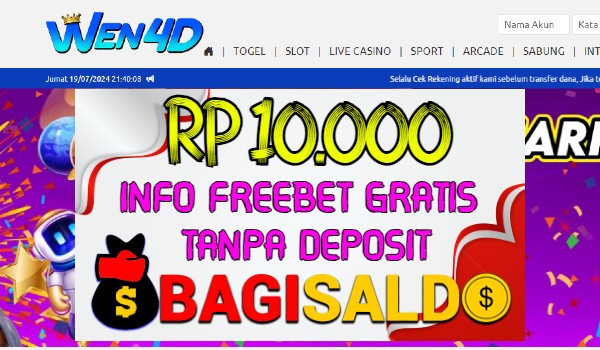 Wen4d Bagi saldo Rp 10.000 Tanpa Deposit Wen4d Bagi saldo Rp 10.000 Tanpa Deposit